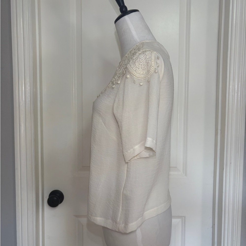 H&M Cream Blouse with Embroidered Detail